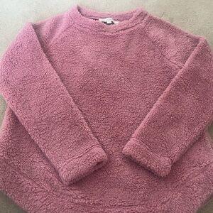 LOFT Cozy Pink Fleece Pullover, XS
